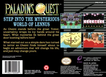 Paladin's Quest (USA) box cover back